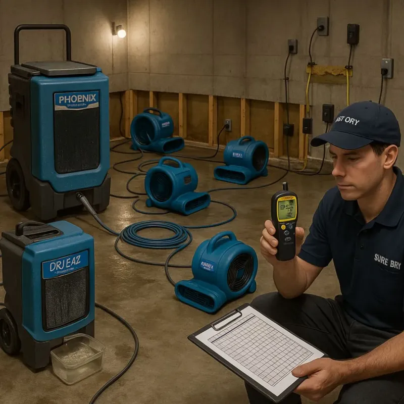 Structural Drying and Dehumidification process in Huron, CA